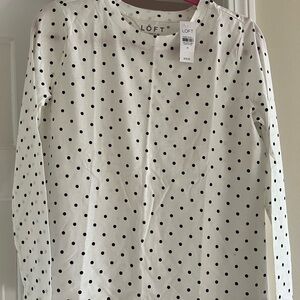Loft White Polka Dot Top